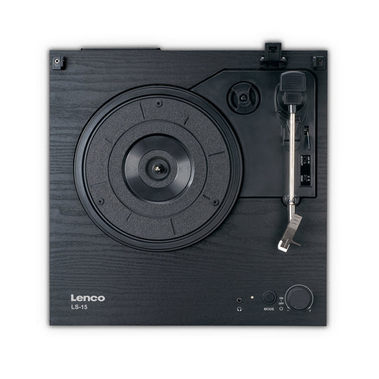 Lenco LS-15BK – Plattenspieler (Riemenantrieb), Bluetooth, Phono-Vorverstärker, 33⅓/45 U/min – Schwarz