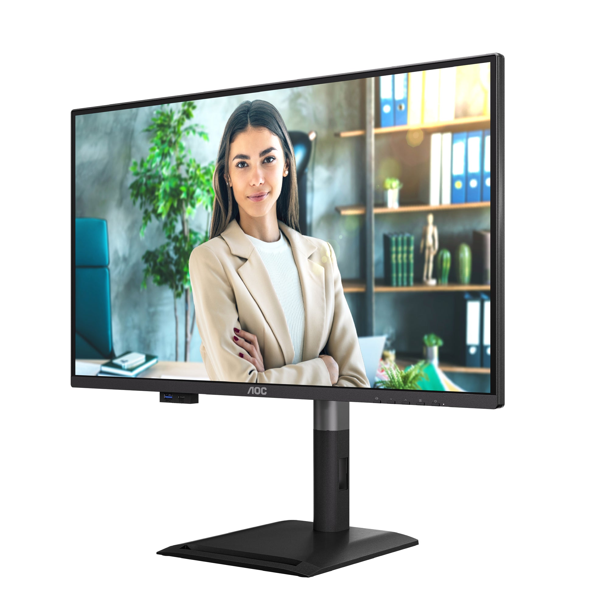 AOC Q27P4U – Monitor, 27", 2560 × 1440 (WQHD), IPS, 120 Hz, 350 cd/m², USB-Hub, Adaptive Sync, Schwarz