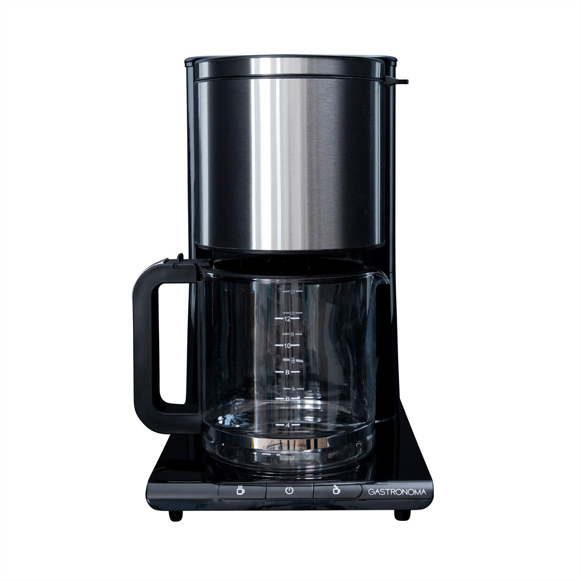 Gastronoma 18100003 Filterkaffeemaschine – 12 Tassen, 1,5 l, Glaskanne, Schwarz/Edelstahl