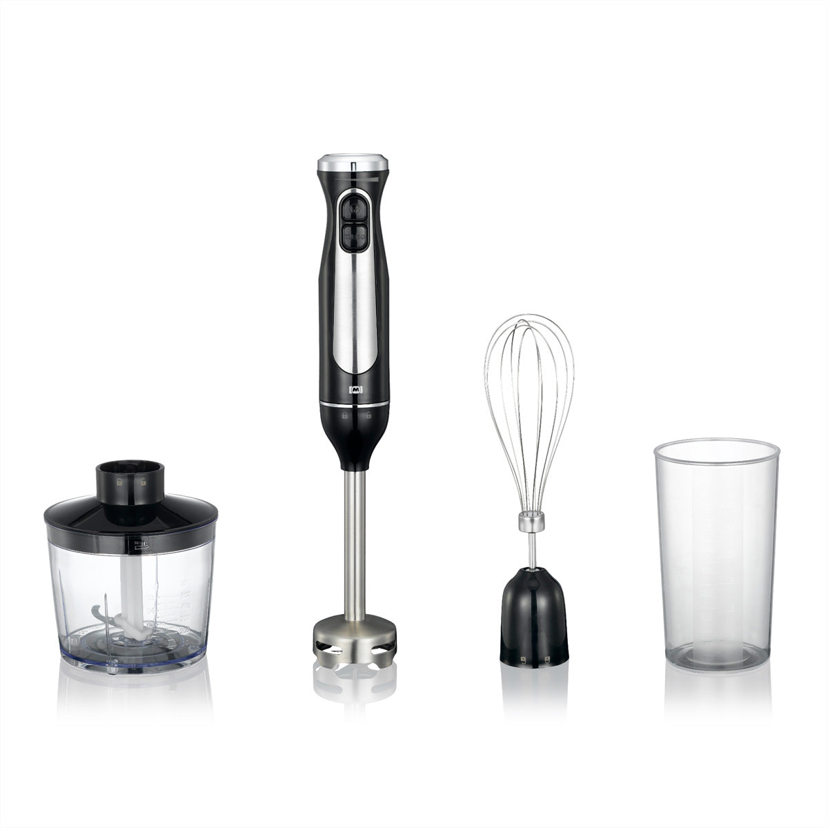 Melissa Stabmixer 16210069 – 0,7 l, Zerkleinerer 0,5 l, 600 W – Schwarz/Edelstahl