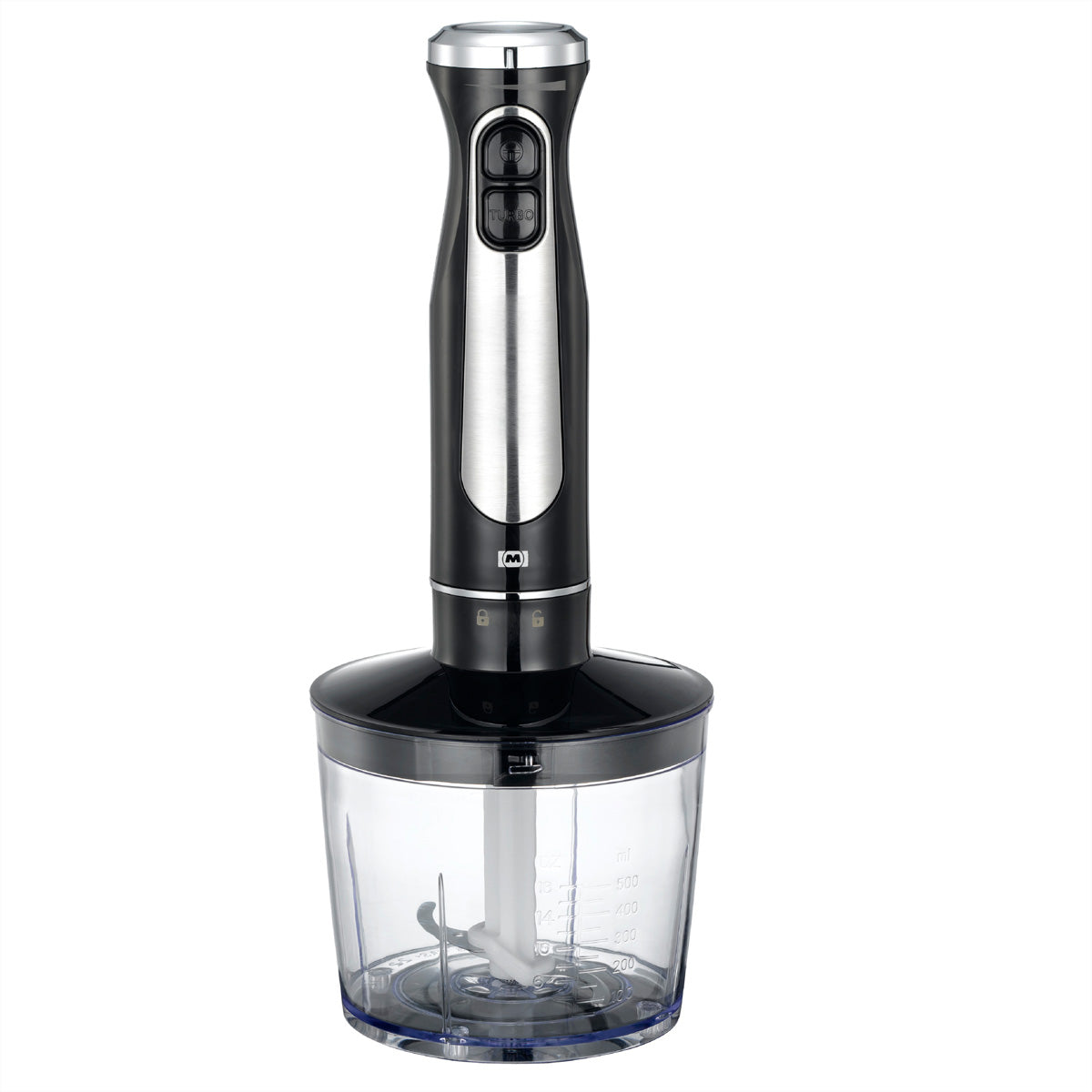 Melissa Stabmixer 16210069 – 0,7 l, Zerkleinerer 0,5 l, 600 W – Schwarz/Edelstahl