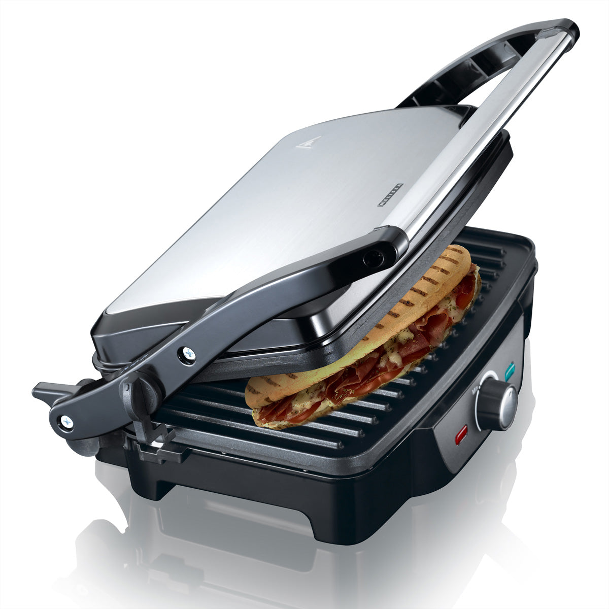 Melissa Kontaktgrill 16240108 – 1 600 W, 180°-Öffnung – Schwarz/Edelstahl