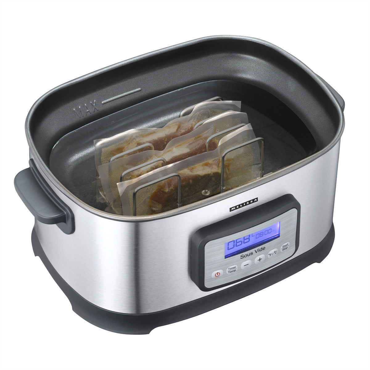 Melissa Sous-Vide 16310170 – 6 l, 520 W, Schongar- & Warmhaltefunktion – Schwarz/Edelstahl