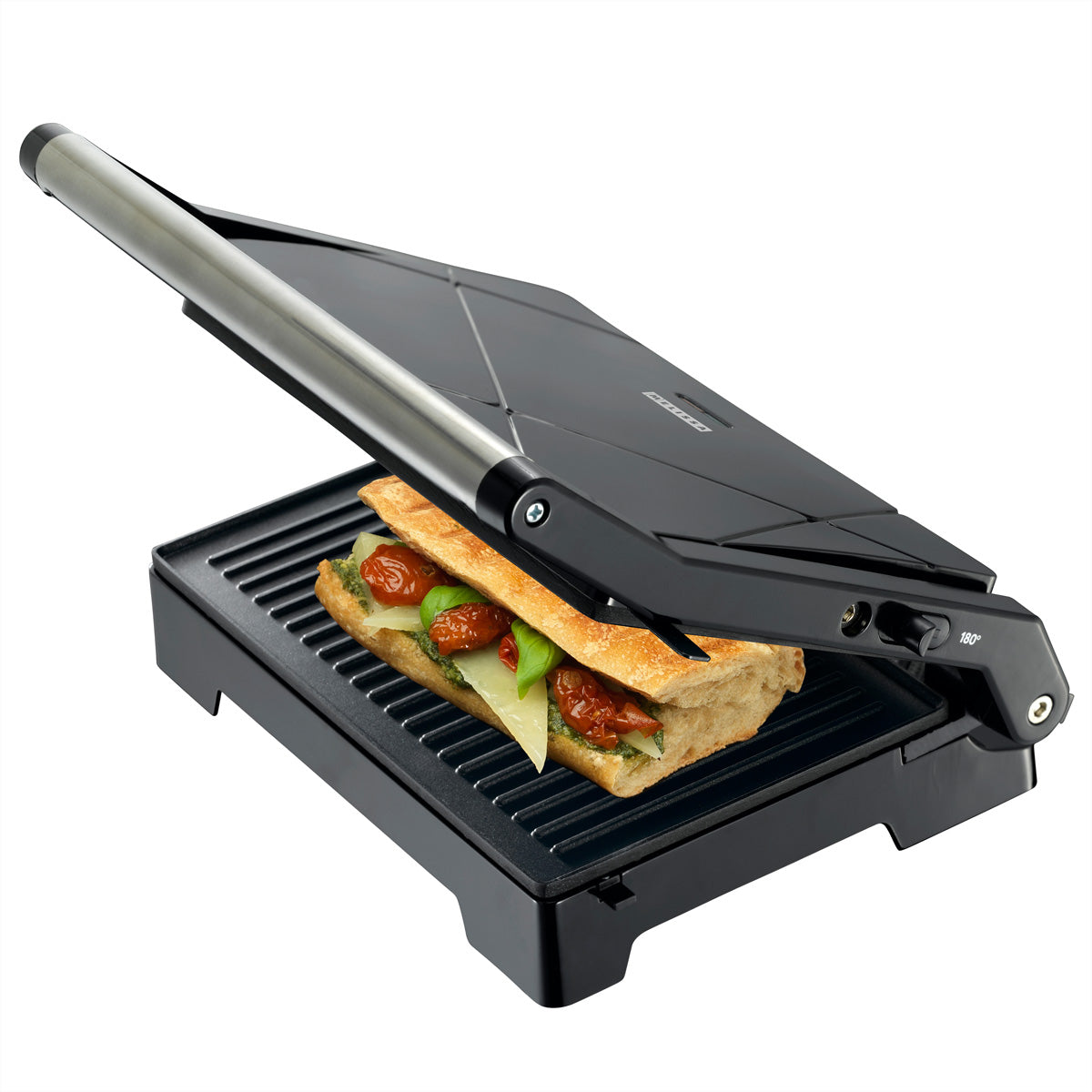 Melissa Kontaktgrill 16240111 – 23 × 14,5 cm Grillfläche, 1000 W, 180° aufklappbar – Schwarz