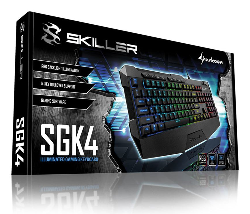 Sharkoon Skiller SGK4 – Gaming-Tastatur 100% – Membran – kabelgebunden (USB-A) – RGB – QWERTZ (DE) – schwarz