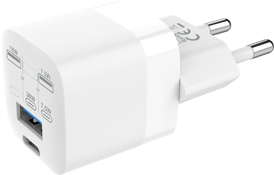 Vision TC-PUSBEU/30 USB-Ladegerät 30 W – USB-C×1, USB-A×1 – QC 3.0 – für iPhone, iPad und andere – EU-Stecker (Typ)