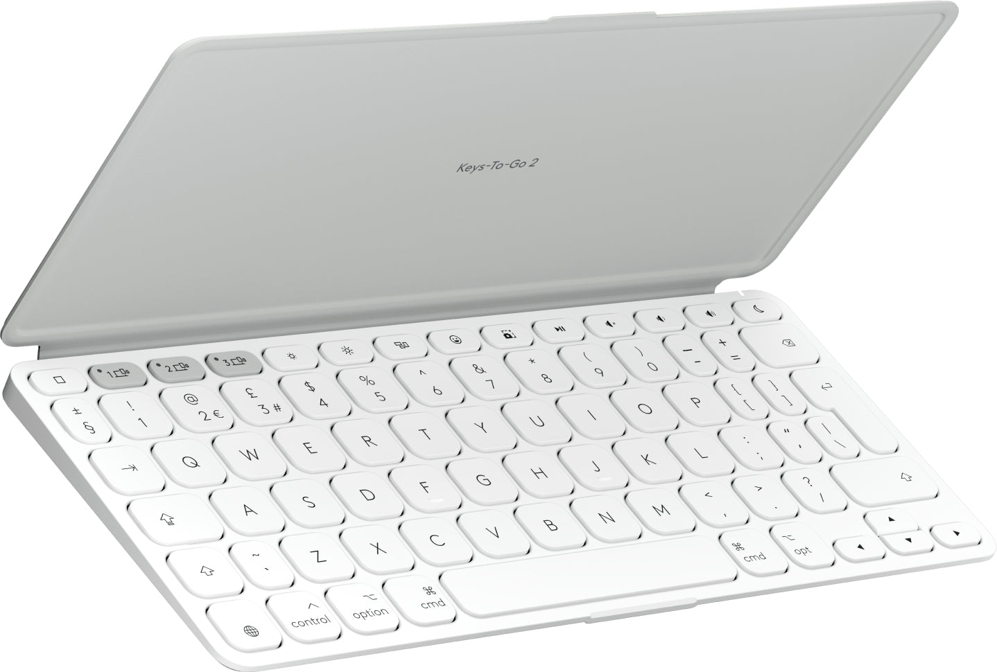 Logitech Keys-To-Go 2 – Tastatur, kabellos (Bluetooth), US-Layout (EN), Weiss – für Windows, macOS & Android