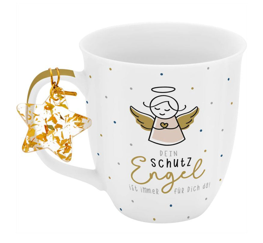Sheepworld Tasse Engel – 400 ml, Ø 9,0 cm, H 10,0 cm, Porzellan, Weiss/Gold