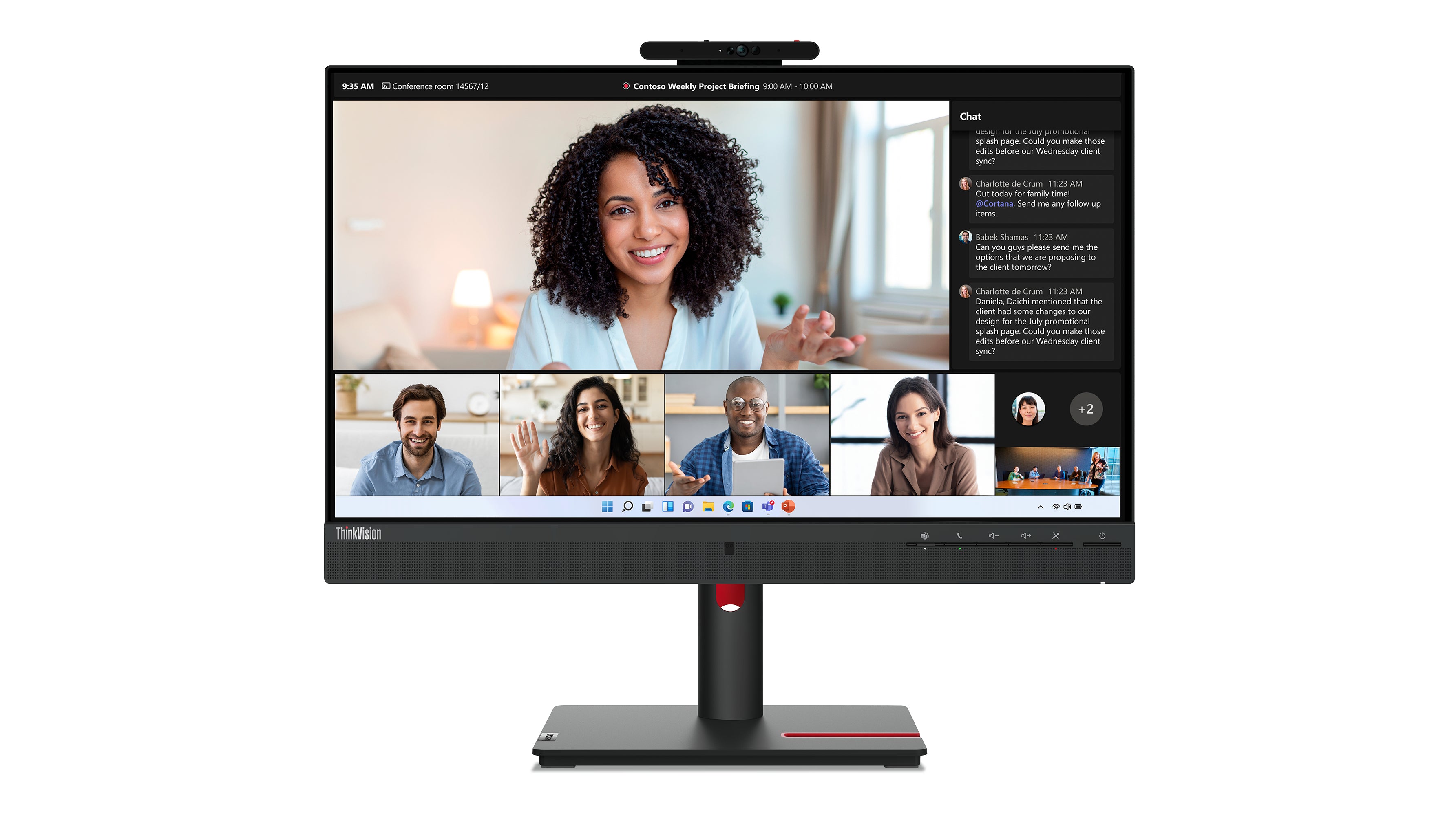 Lenovo ThinkVision T24mv-30 – Monitor, 23,8", IPS, 75 Hz, 250 cd/m², VESA 100 × 100, Raven Black