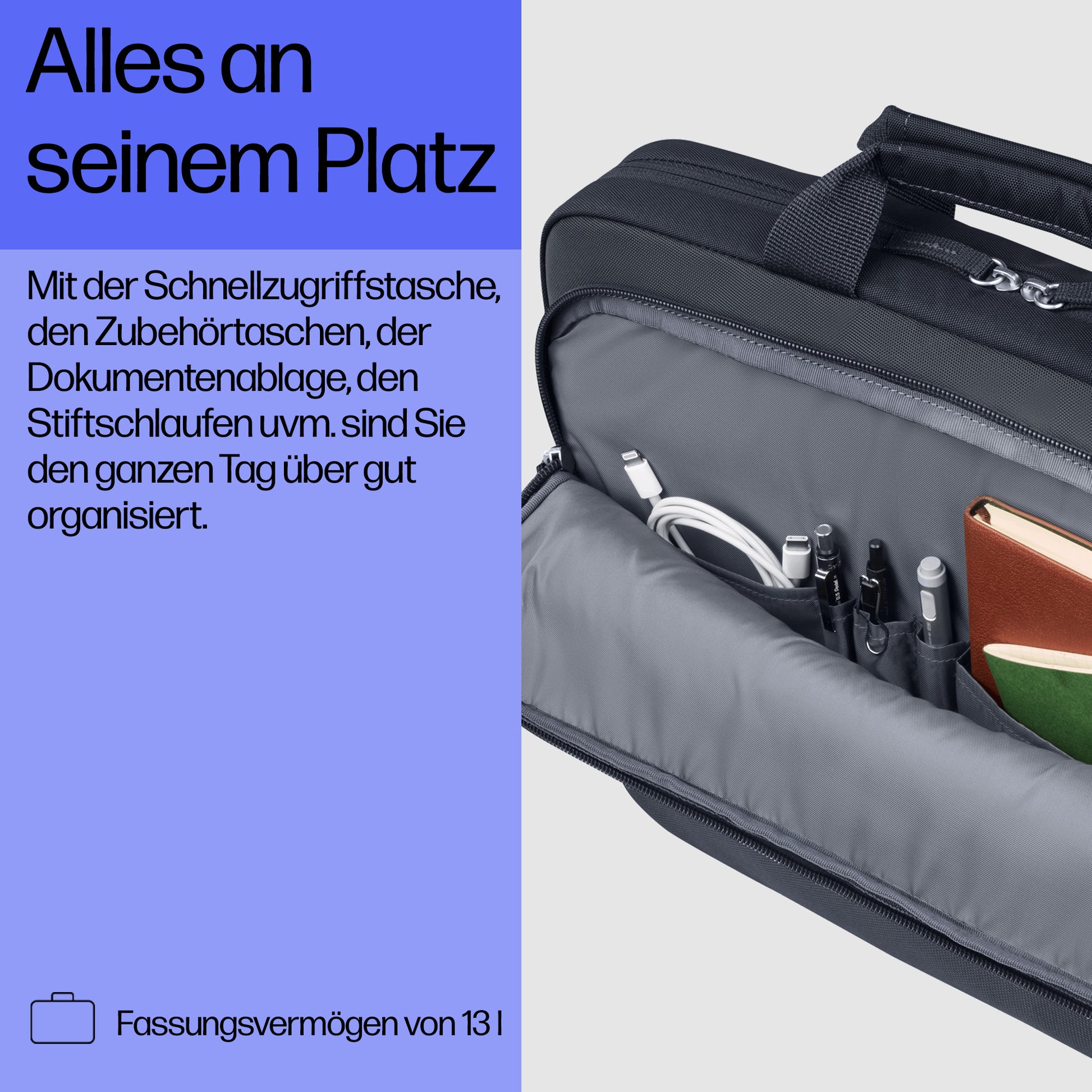 HP Notebook-Tasche bis 16,1" – wasserfest, abnehmbarer Schultergurt – Odyssey Gray