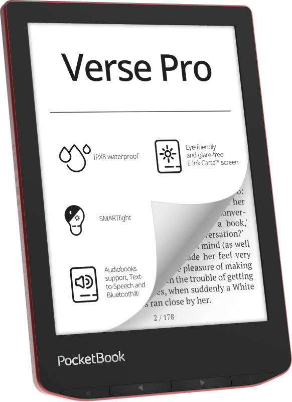 PocketBook Verse Pro – 6" E-Ink Carta, 16 GB, Rot