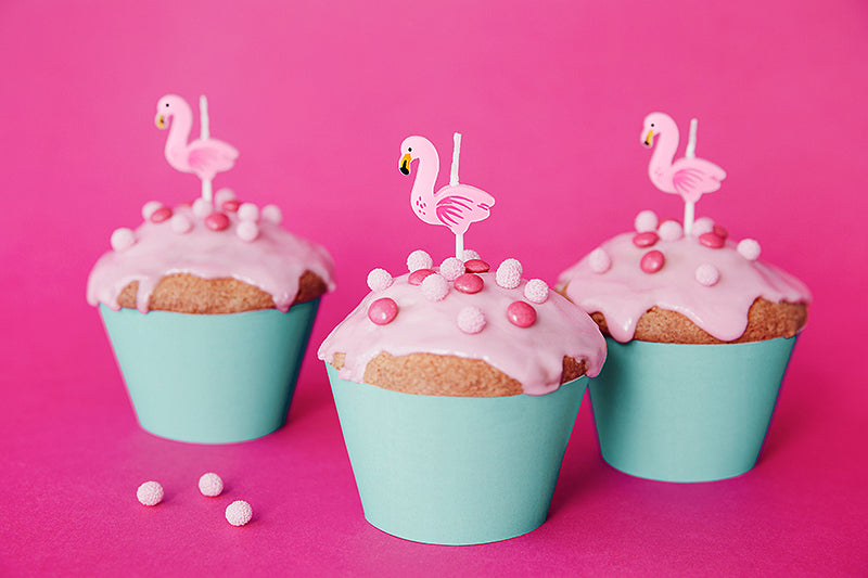 PartyDeco Geburtstagskerzen Flamingos – Rosa – 3 cm – 5 Stk