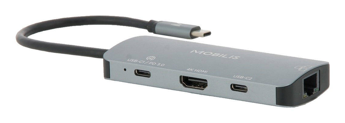Mobilis 001382 Dockingstation – USB-C, 1× HDMI, 2× USB-A, 3× USB-C, 100 W PD, GbE