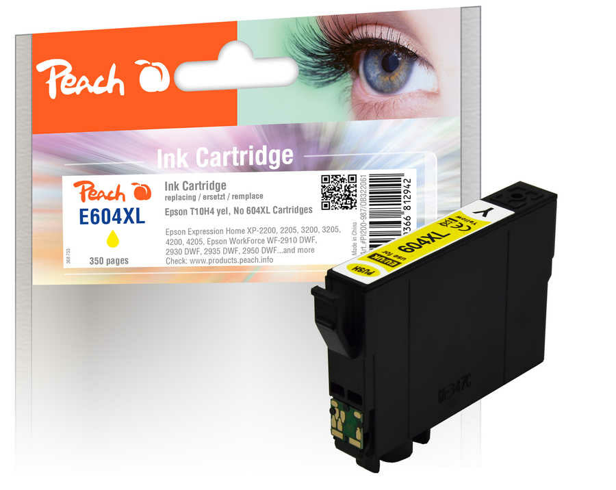 Peach 604XL Gelbe Tintenpatrone (Kompatibel) – 350 Seiten – für Epson Expression Home XP-2200/XP-3200/XP-4200