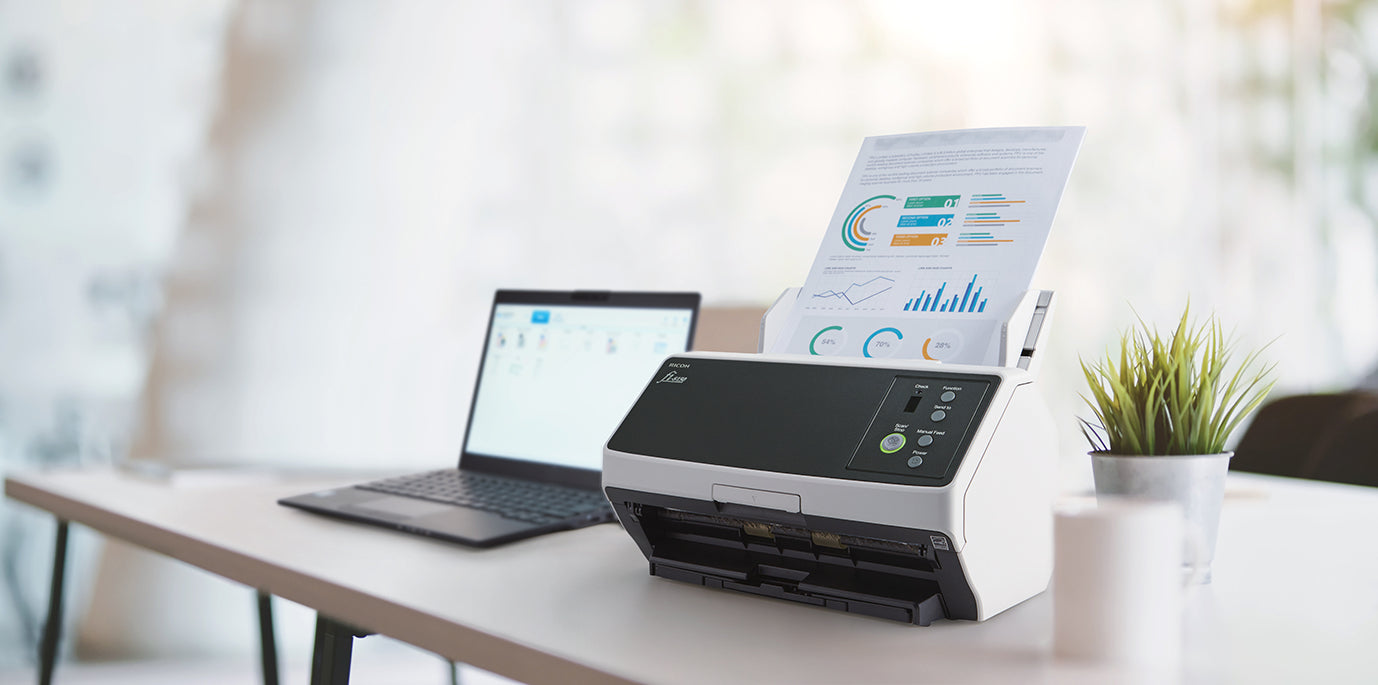 Ricoh FI-8150 – Dokumentenscanner, A4, Duplex, 50 Seiten pro Minute, 600 dpi, ADF 100 Blatt, LAN, USB