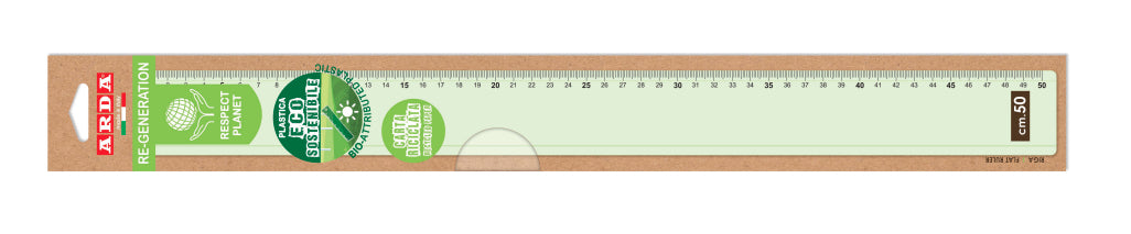 ARDA Lineal – Kunststoff – 50 cm – Tuschekante, Facette – Grün, Transparent
