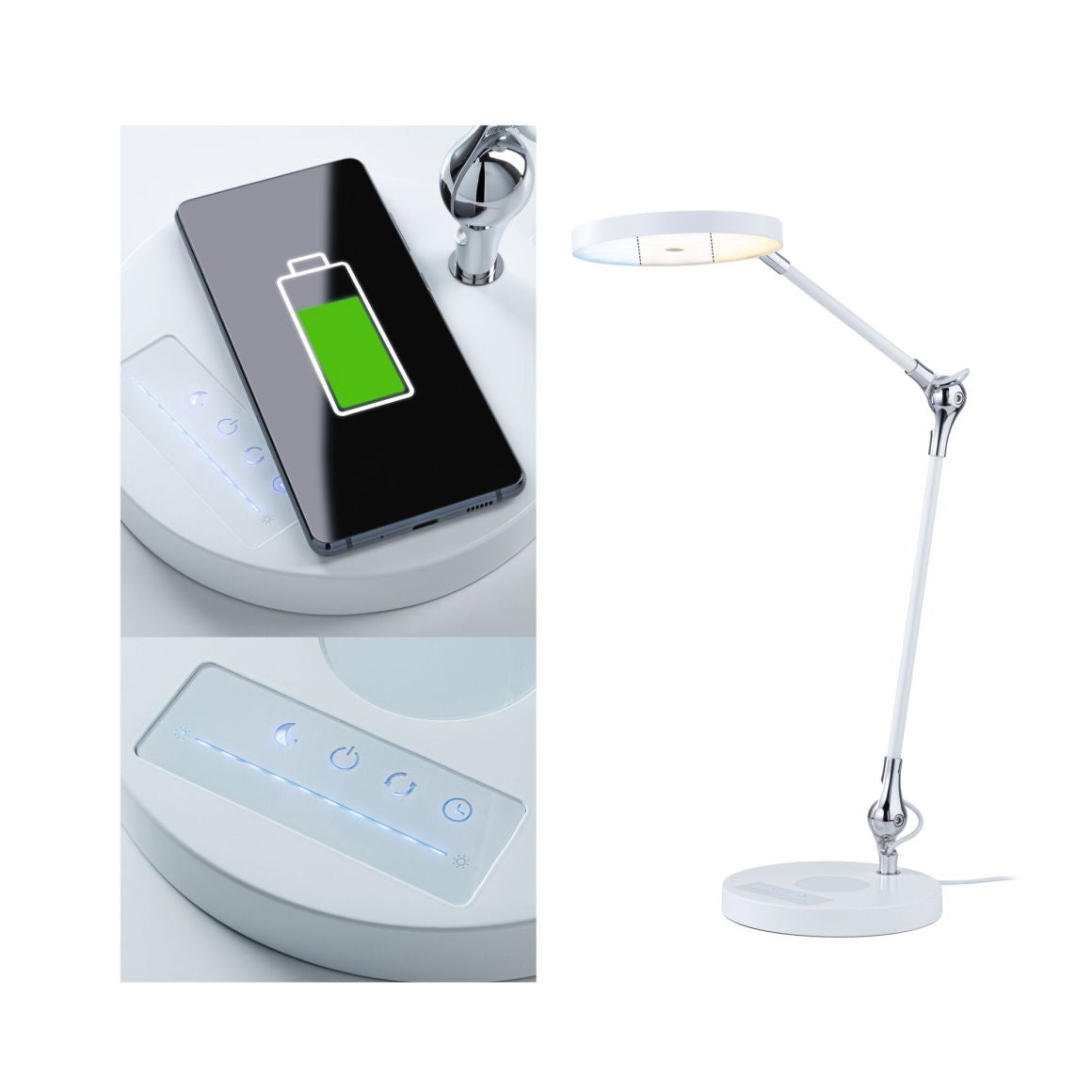 Paulmann Numis Tischleuchte – 44 cm, 1100 lm, 11 W, 2700–6500 K, dimmbar, weiss, QI, Touch