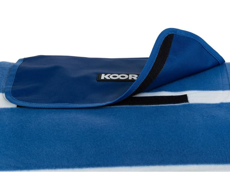 KOOR Wohndecke – Mikropolyester, Gestreift Blau/Weiss – 200 × 200 cm