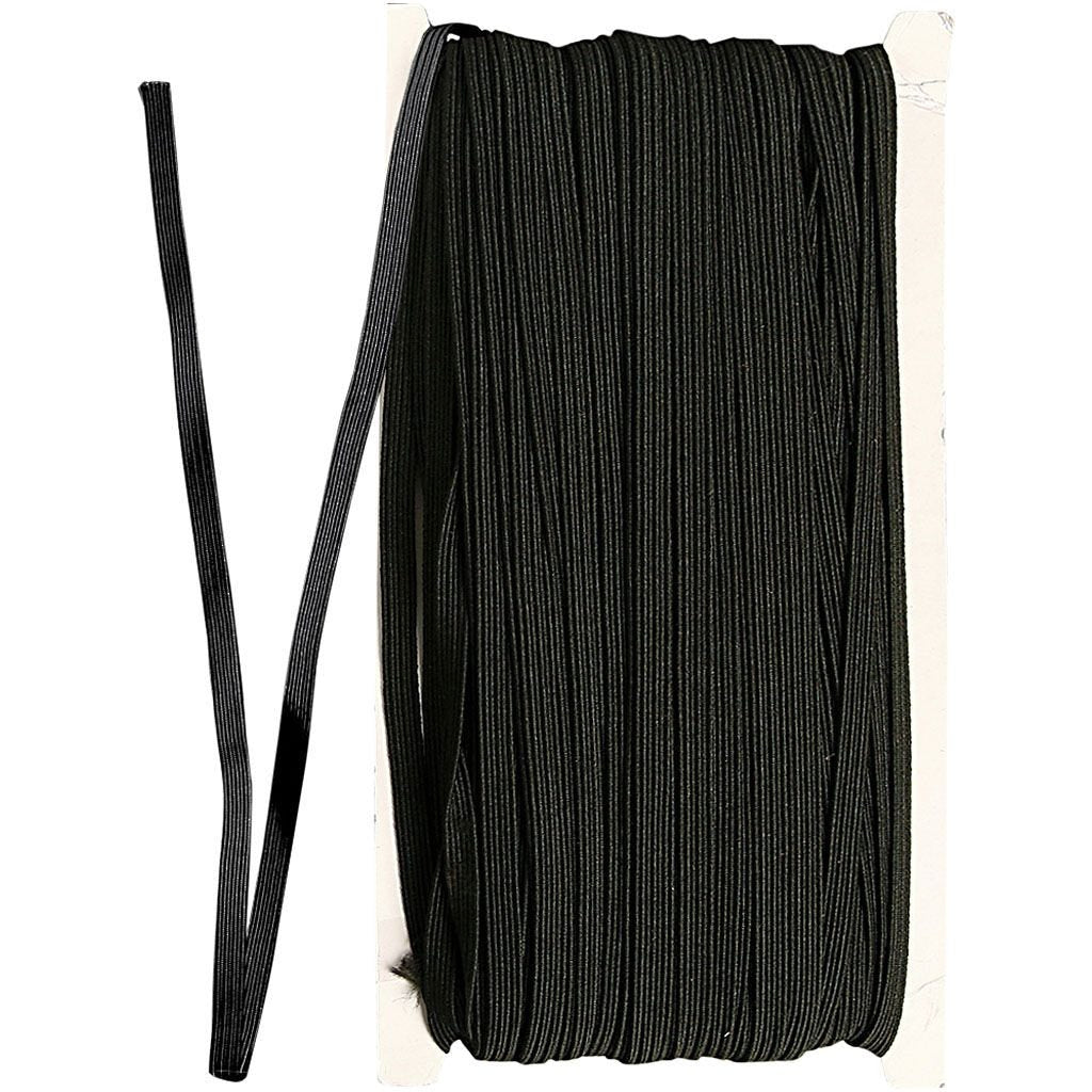 Creativ Company Elastikband 6 mm × 50 m – schwarz, 1 Stück
