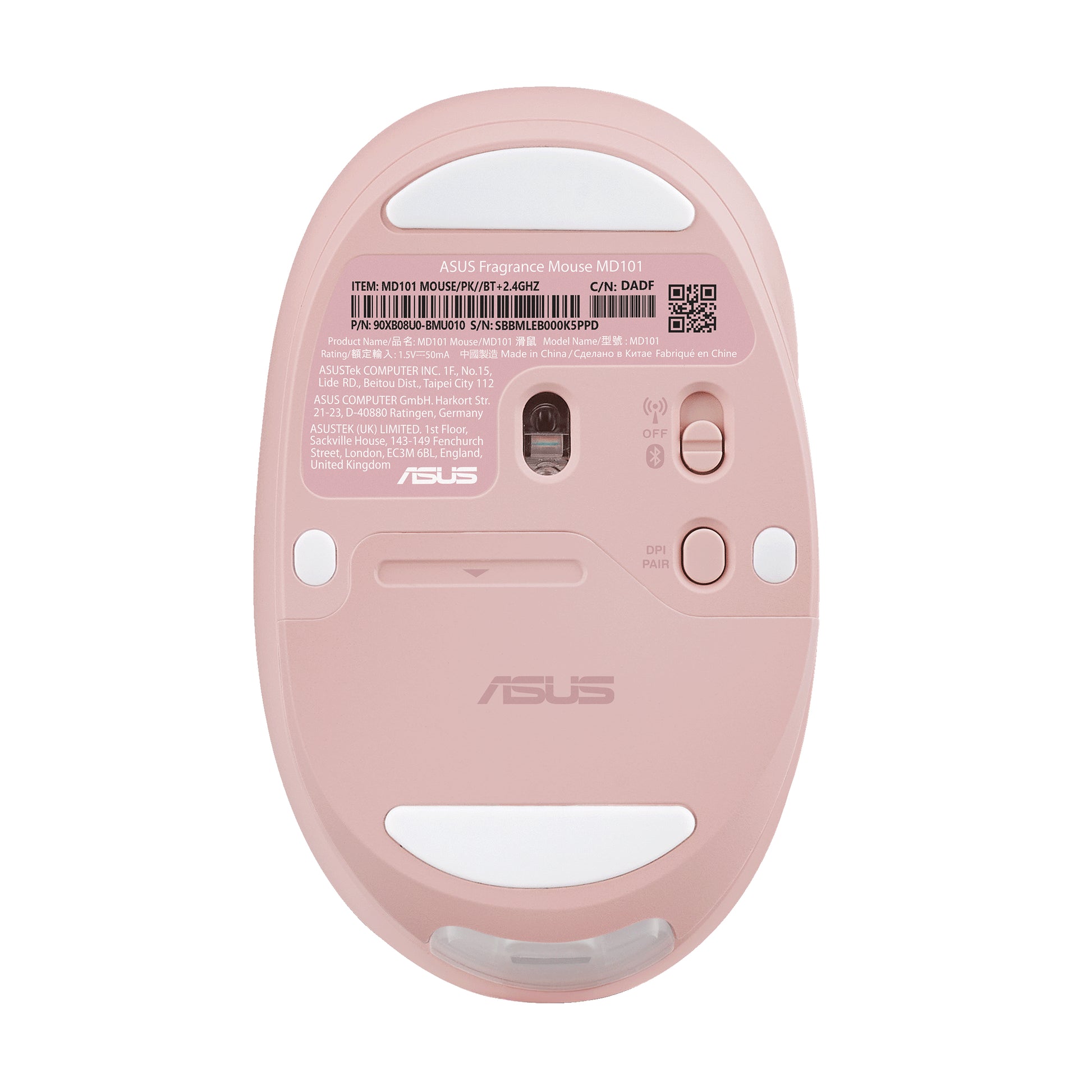 ASUS Fragrance MD101 – Maus – Kabellos (Bluetooth/2,4 GHz), Beidhändig, Pink