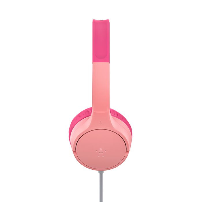 Belkin SoundForm Mini Over-Ear Kopfhörer – Stereo, Kabelgebunden, 3,5 mm Klinke + USB-C, Pink
