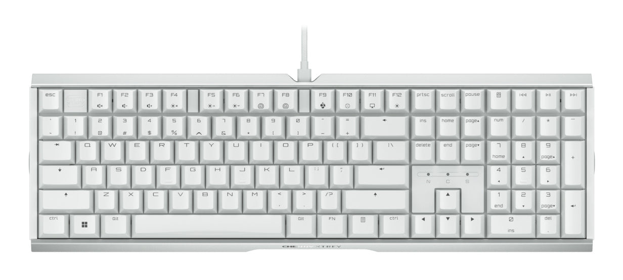 CHERRY XTRFY MX 3.1 – Tastatur – QWERTY (EN) – USB (kabelgebunden), 100%, Mechanisch (MX2A Red), RGB, Weiss