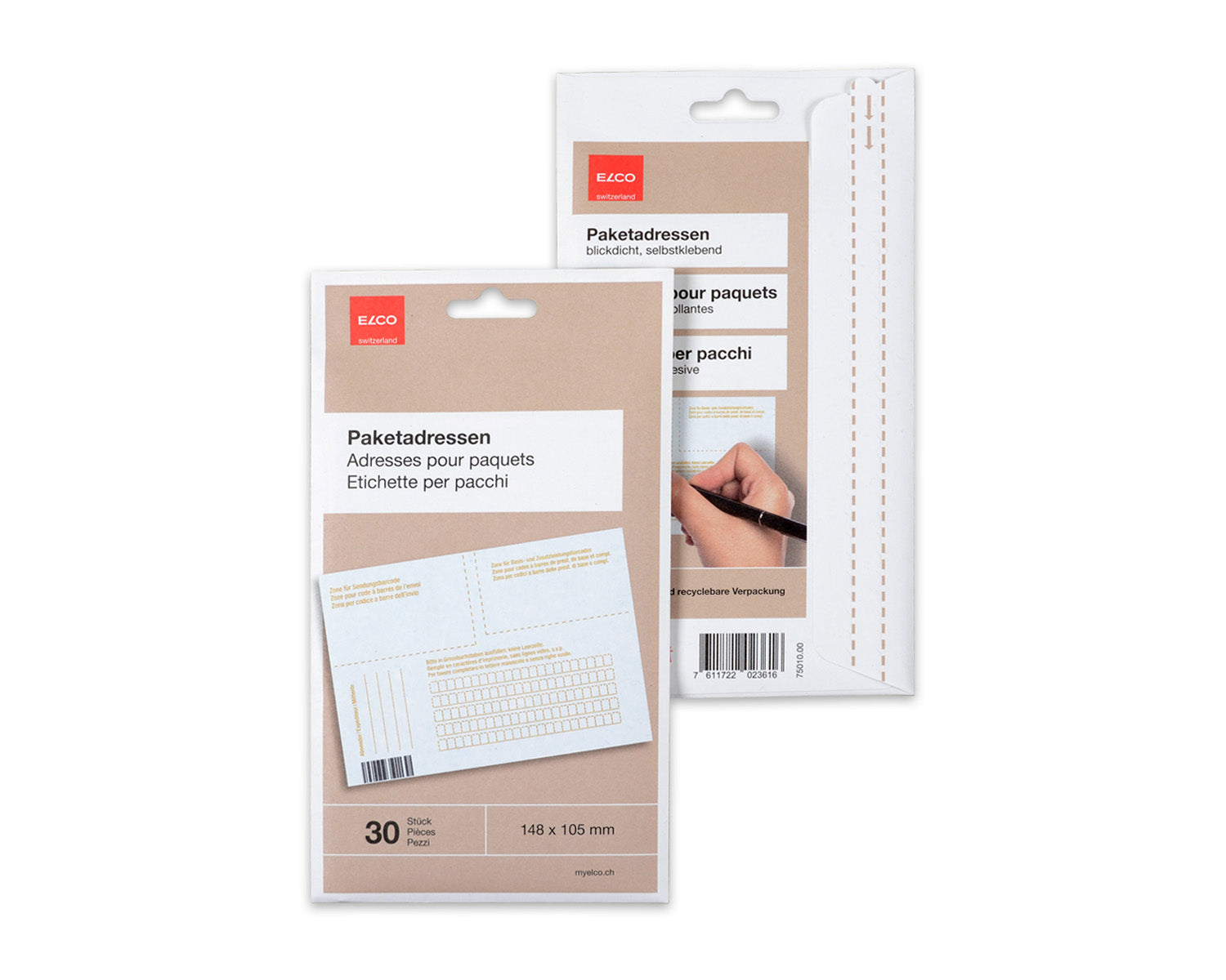 Elco Haftetiketten – rechteckig 148 × 105 mm, A6, weiss, blickdicht, 750 Stk.