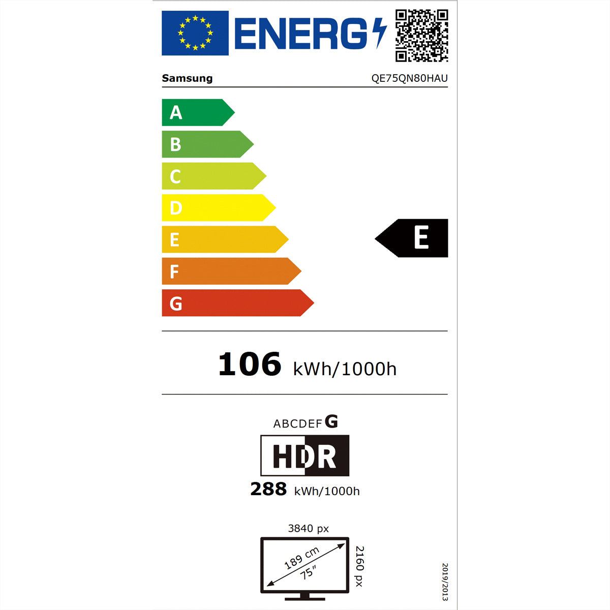 Samsung QN80H QE75QN80HAUXXN – 75" TV – 4K UHD – QLED (Mini-LED) – 144 Hz