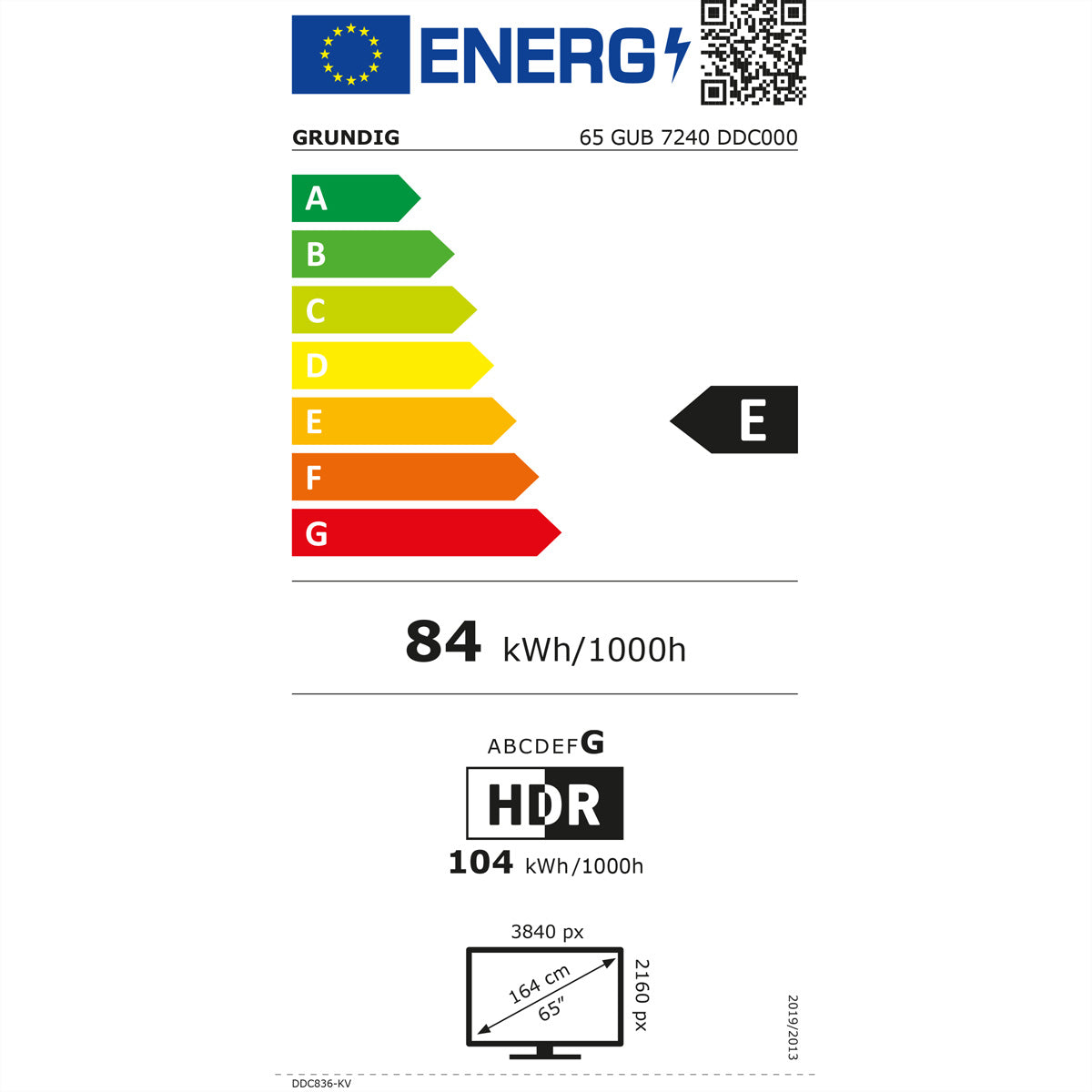 Grundig GUB 7240 – 65" TV – 4K UHD – LCD – Android TV – 50 Hz – Dolby Vision, HDR10+, HLG