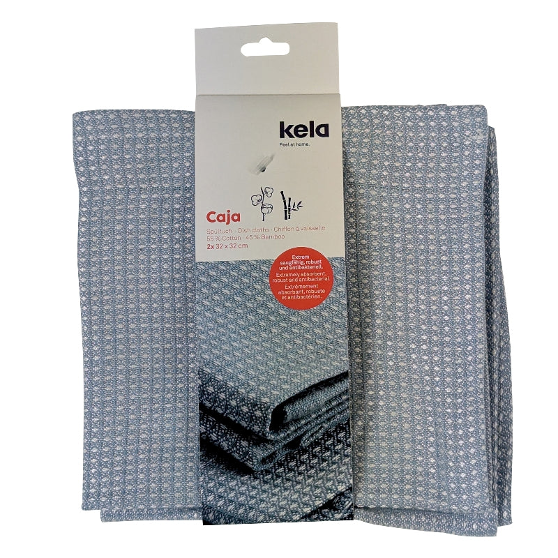 Kela Abwaschlappen – blau – 32 × 32 cm – Bambus/Baumwolle – 2er-Set