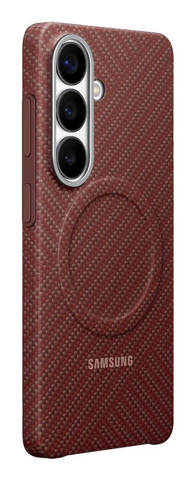 Samsung M1 Carbon Magnet Rückcover – für Samsung Galaxy S26, Korallenrot, Karbonfaser, kabelloses Laden