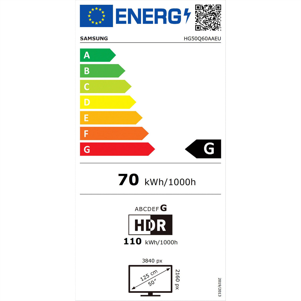 Samsung HG50Q60A – 50" Hotel-TV – 4K UHD – QLED – Tizen – HDR10+, HLG