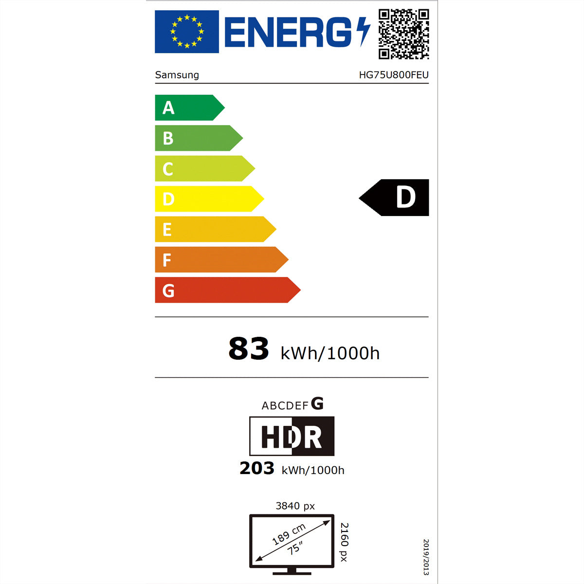 Samsung HG75U800FEUXEN – 75" Hotel-TV – 4K UHD – LCD – Tizen