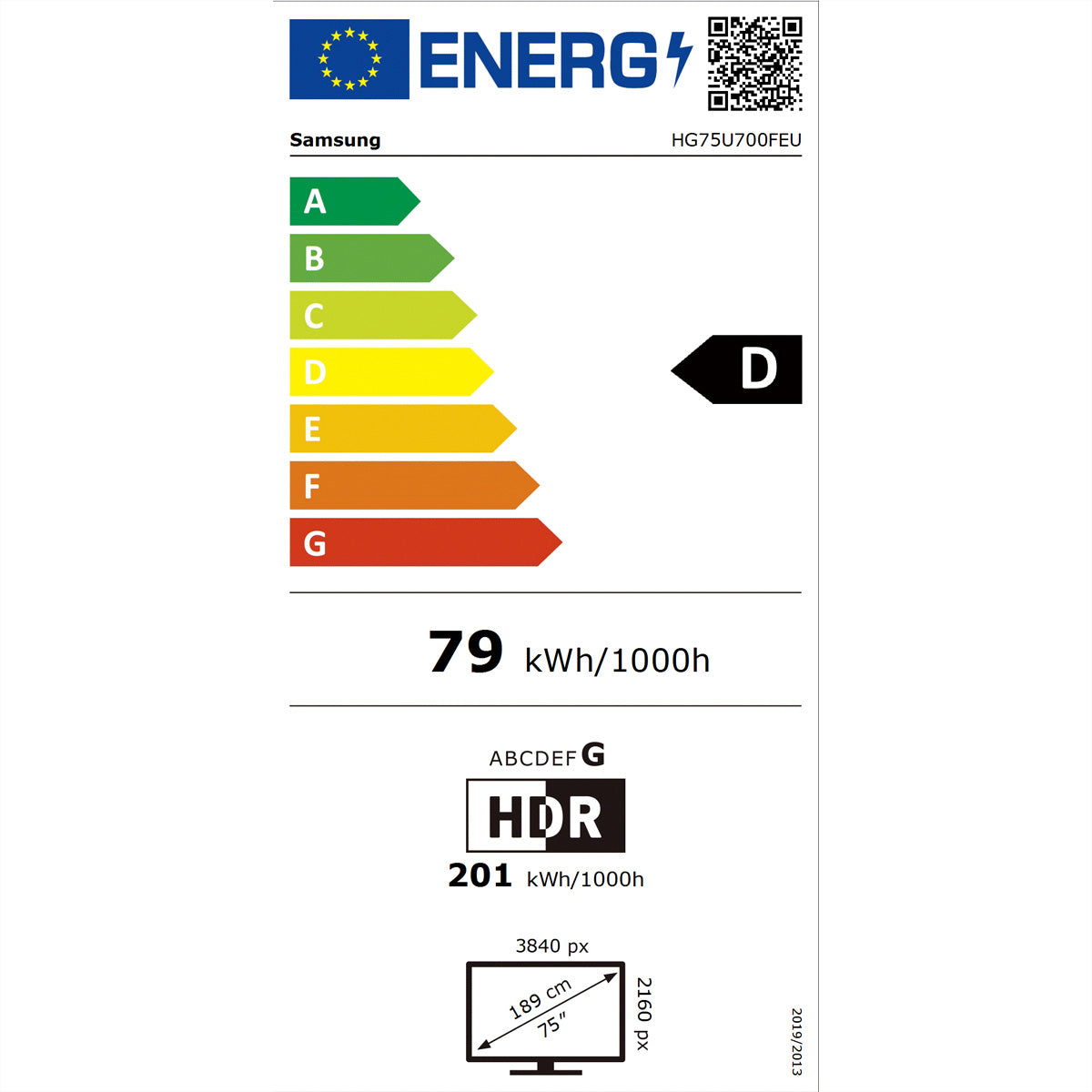 Samsung HG75U700FEUXEN – 75" Hotel-TV – 4K UHD – LCD (LED-Hintergrundbeleuchtung) – Smart TV – DVB-C