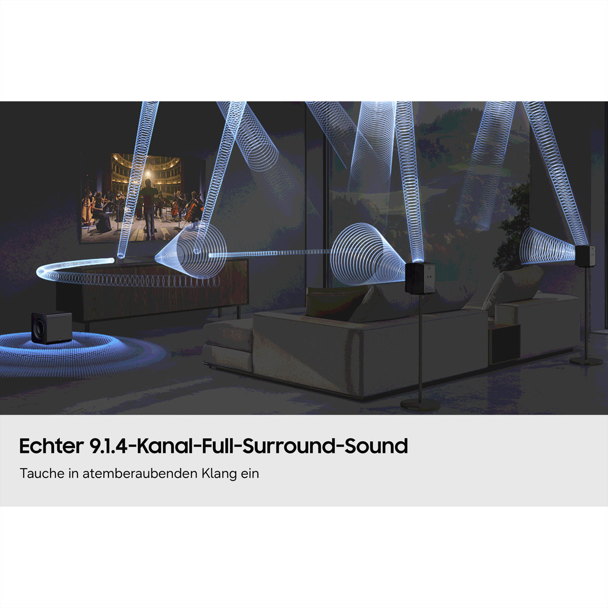 Samsung HW-Q930H – Soundbar – 9.1.4, mit kabellosem Subwoofer & Rears, 580 W, Schwarz