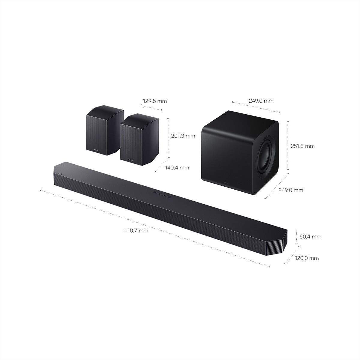 Samsung HW-Q930H – Soundbar – 9.1.4, mit kabellosem Subwoofer & Rears, 580 W, Schwarz