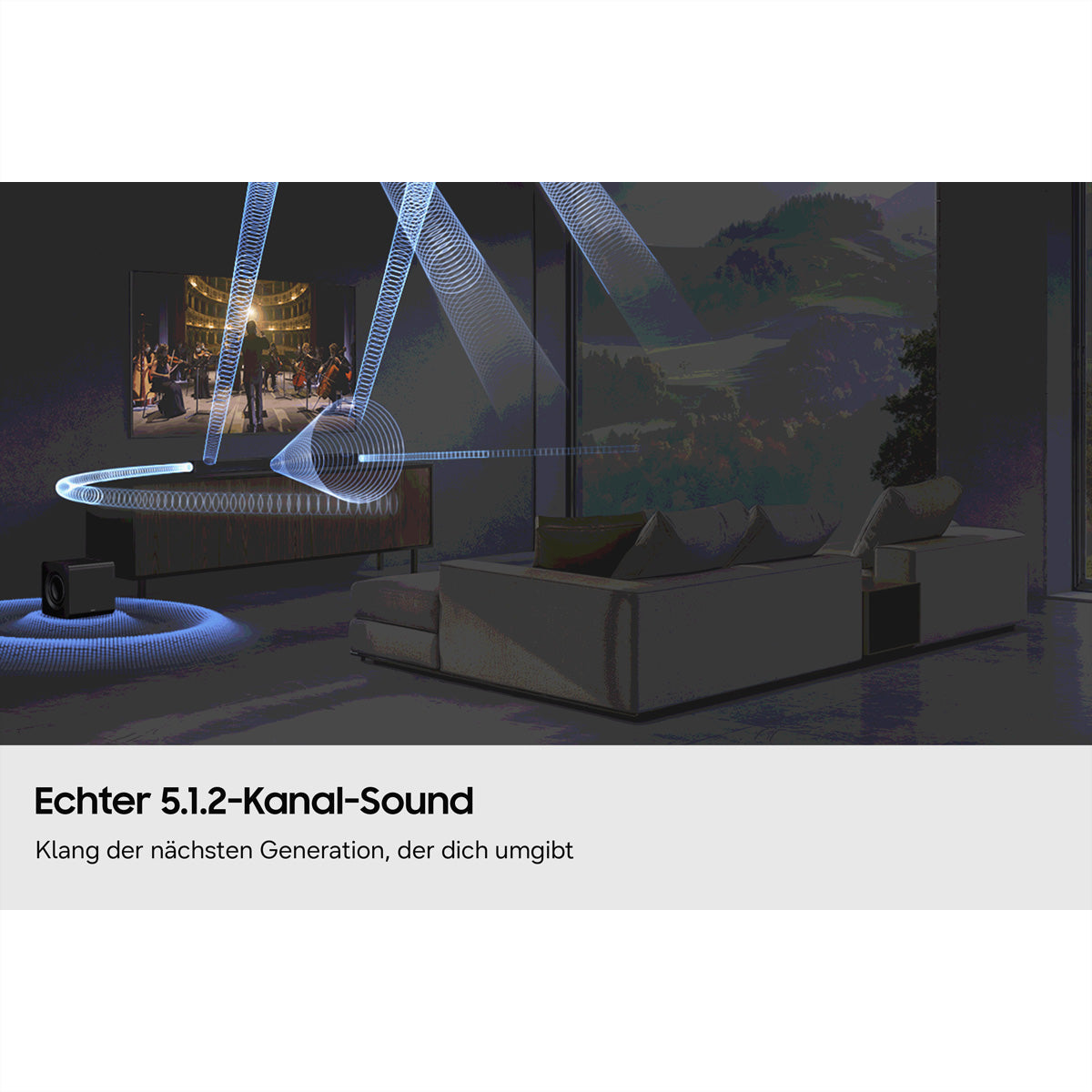 Samsung HW-Q800H – Soundbar – 5.1.2, Dolby TrueHD, HDMI 2.1, mit kabellosem Subwoofer, 400 W – Schwarz