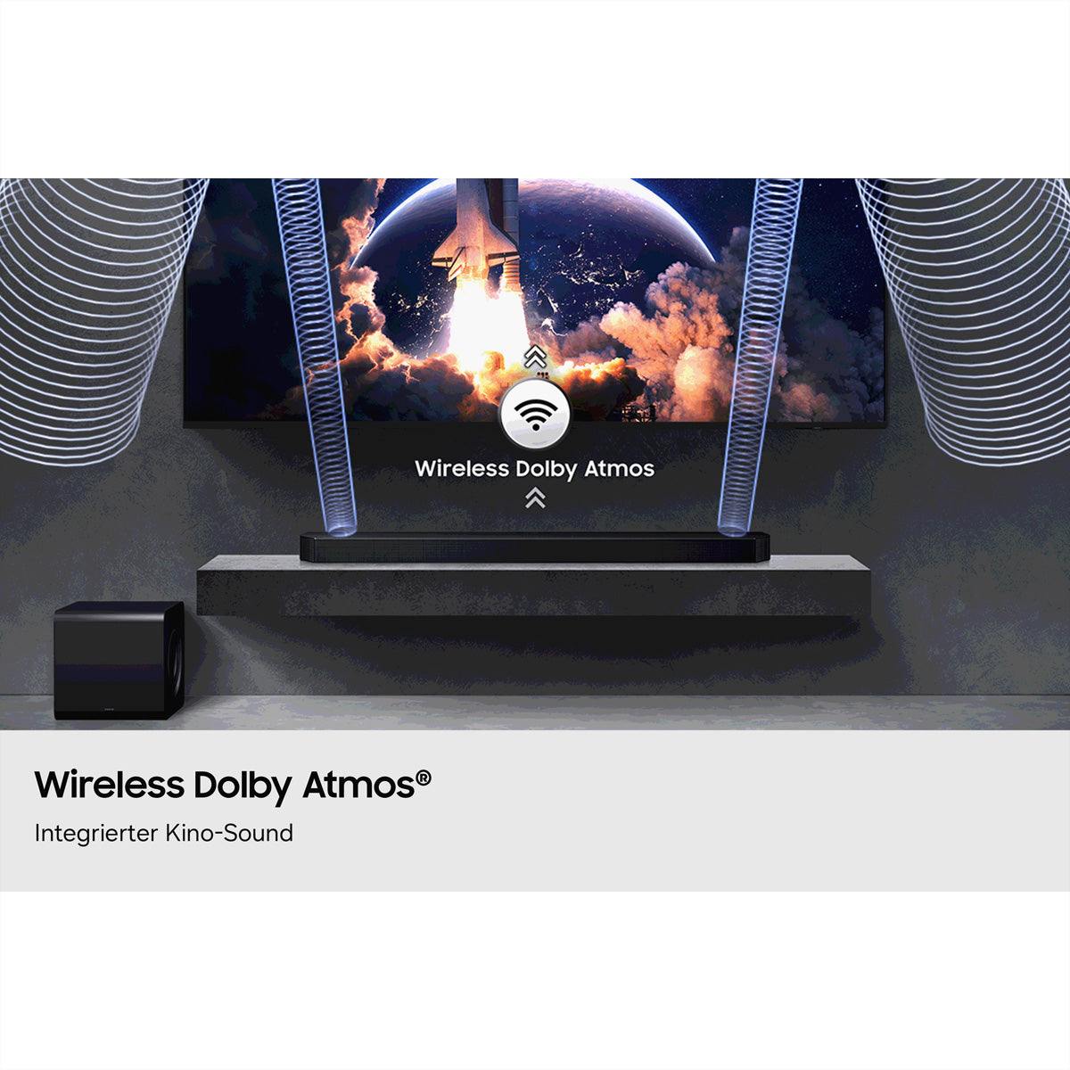 Samsung HW-Q800H – Soundbar – 5.1.2, Dolby TrueHD, HDMI 2.1, mit kabellosem Subwoofer, 400 W – Schwarz