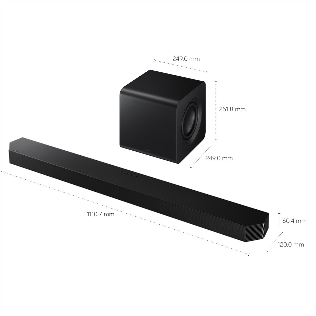 Samsung HW-Q800H – Soundbar – 5.1.2, Dolby TrueHD, HDMI 2.1, mit kabellosem Subwoofer, 400 W – Schwarz