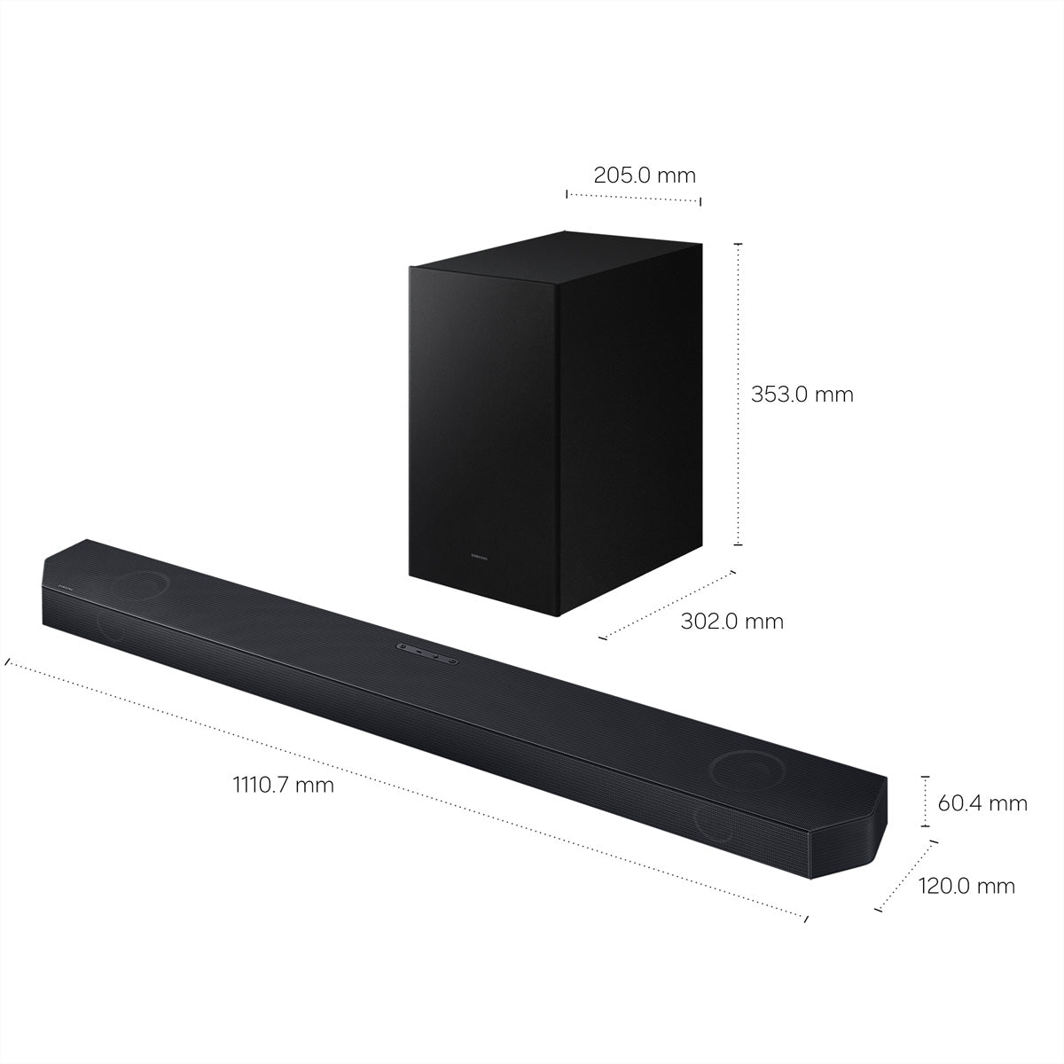 Samsung HW-Q600H – Soundbar – 3.1.2, Dolby TrueHD, mit kabellosem Subwoofer, 320 W – Schwarz