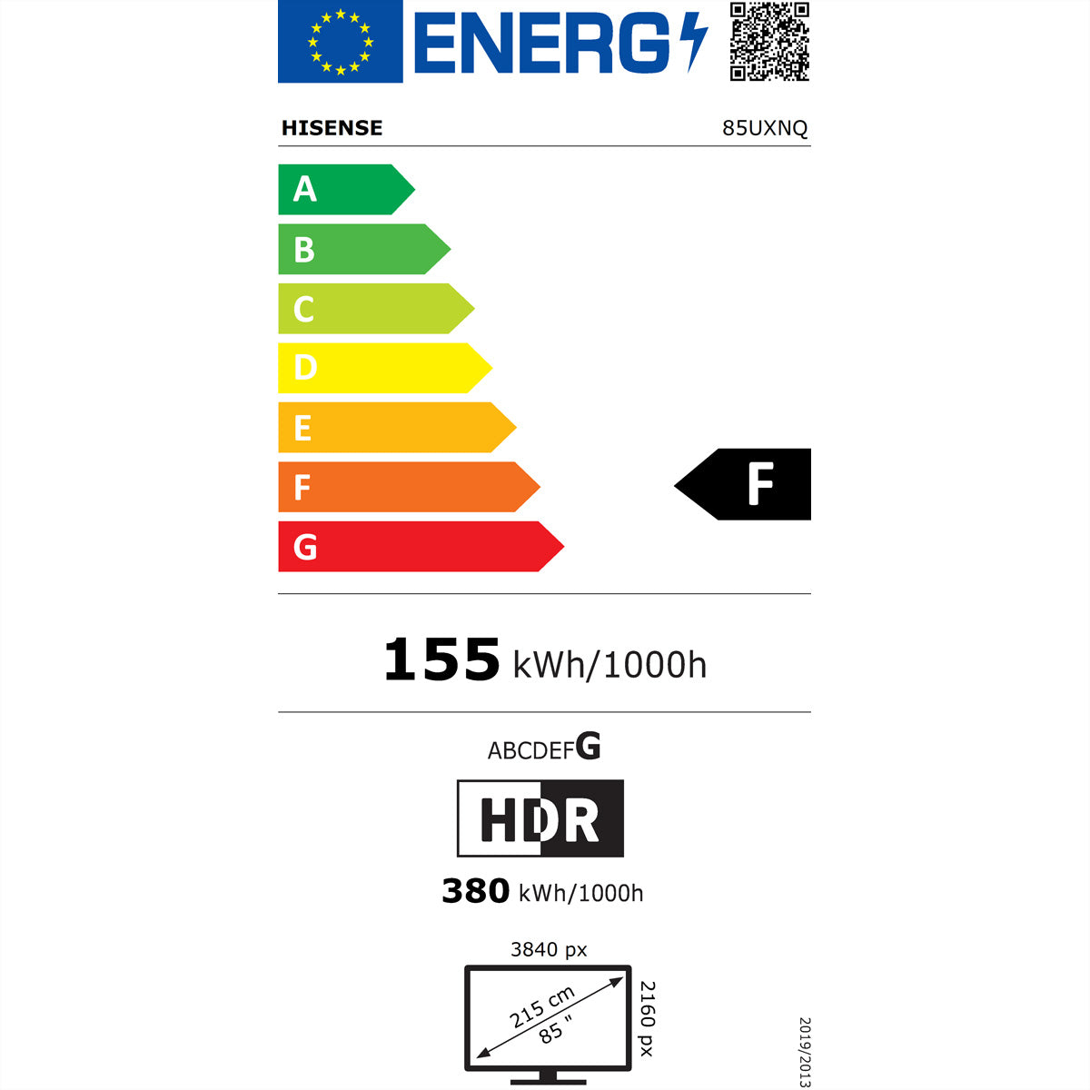 Hisense 85UXNQ – 85" TV – 4K UHD – ULED (Mini-LED) – VIDAA U9 – 165 Hz – 5000 cd/m² – Dolby Vision, HDR10+
