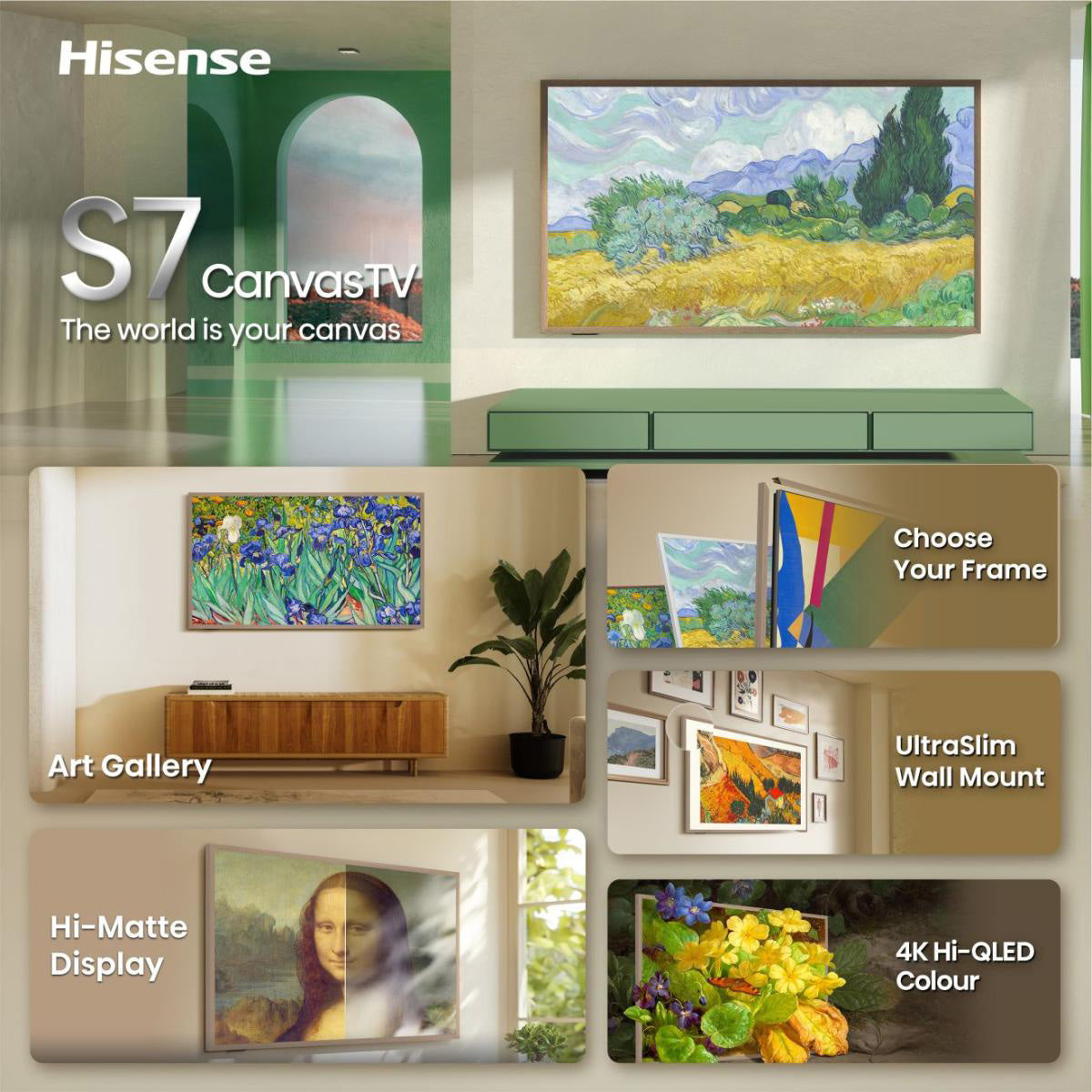 Hisense 55S7DS – 55" TV – 4K UHD – QLED – VIDAA – 144 Hz – Dolby Vision, HDR10+, HLG