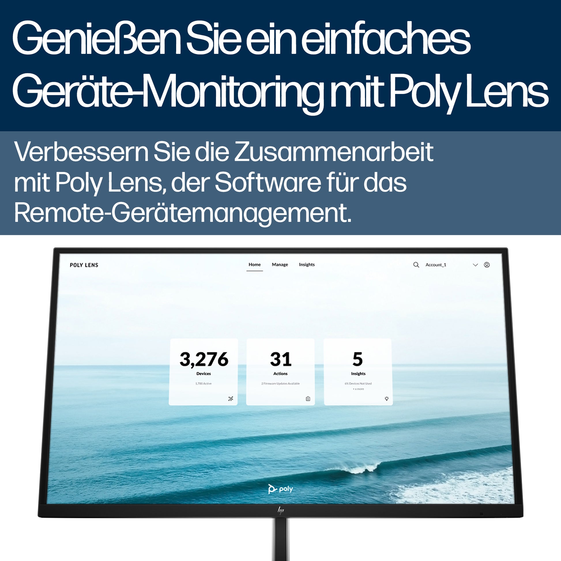 HP Poly Studio V72 Videobar – 4K Ultra HD, 7,3× digitaler Zoom – Weiss