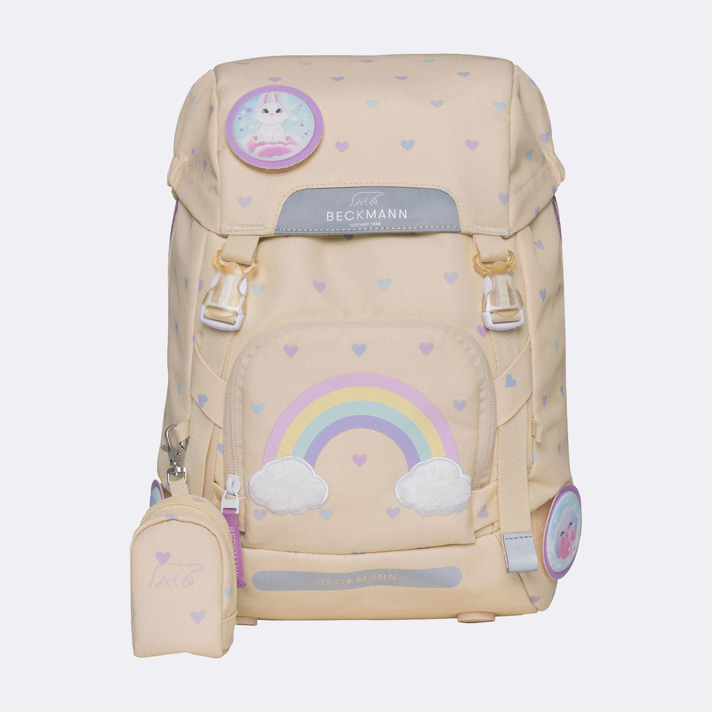 Beckmann Classic – Schulrucksack-Set 6-teilig, Yellow Heart, 22 l, 24×37×25 cm