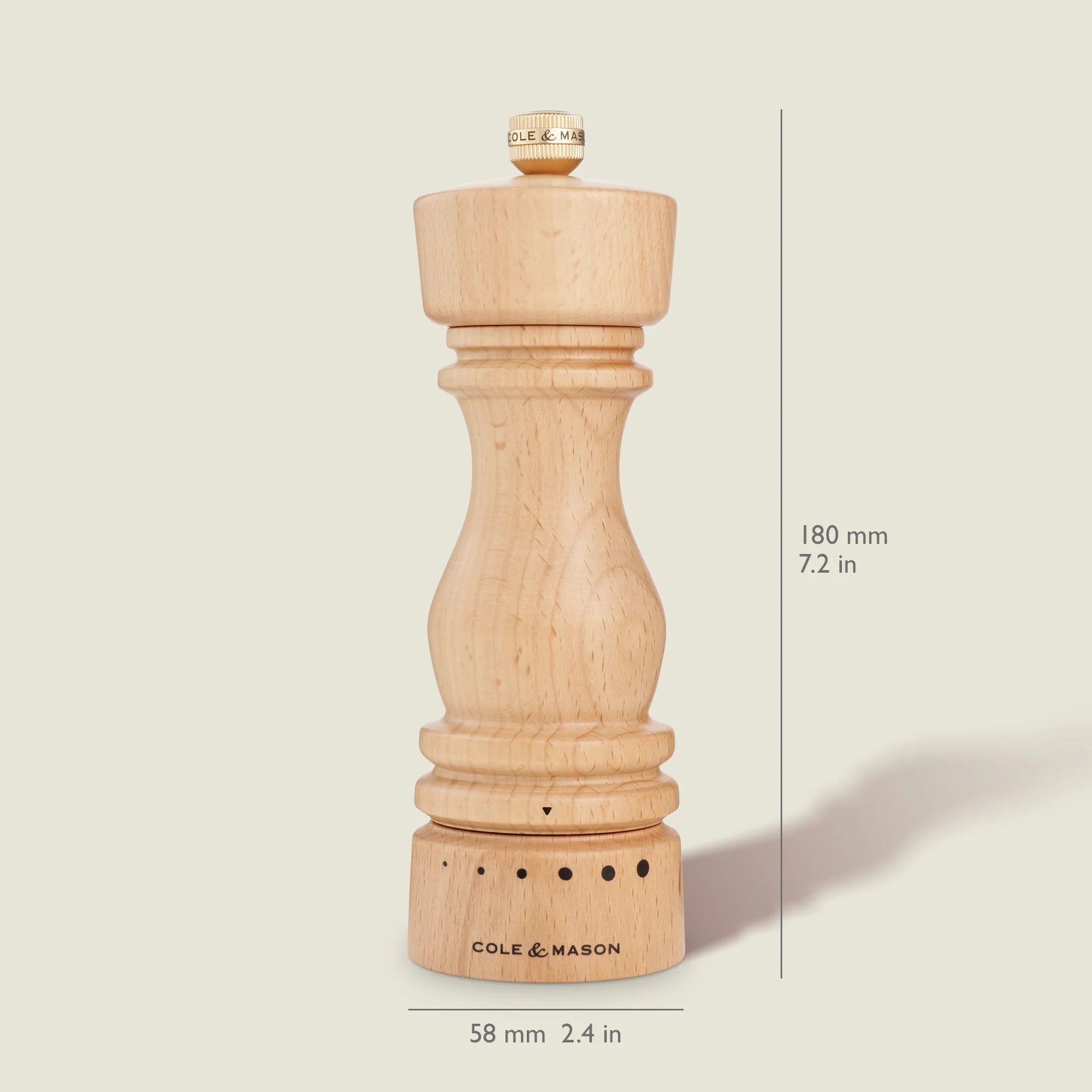 Cole & Mason Salz-/Pfeffermühle Ø 6 × 18 cm, Buche/Edelstahl, Braun