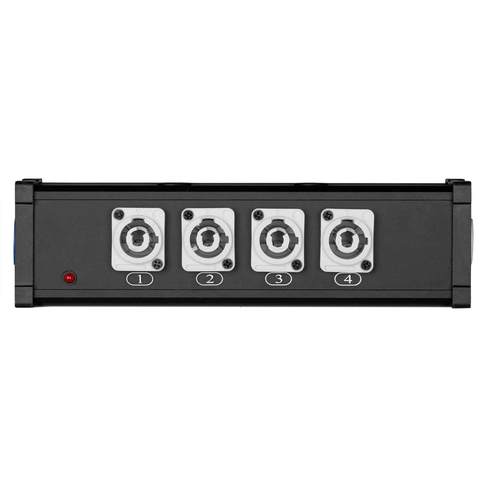 PD-Connex PSB25 – Schaltzwischenstecker, 1× Powercon In / 5× Powercon Out, 5 Schalter, Schwarz