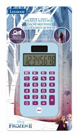 Lexibook Kinder-Taschenrechner Die Schneekönigin – 8-stellig – Solar/Batterie, mit Schutzabdeckung