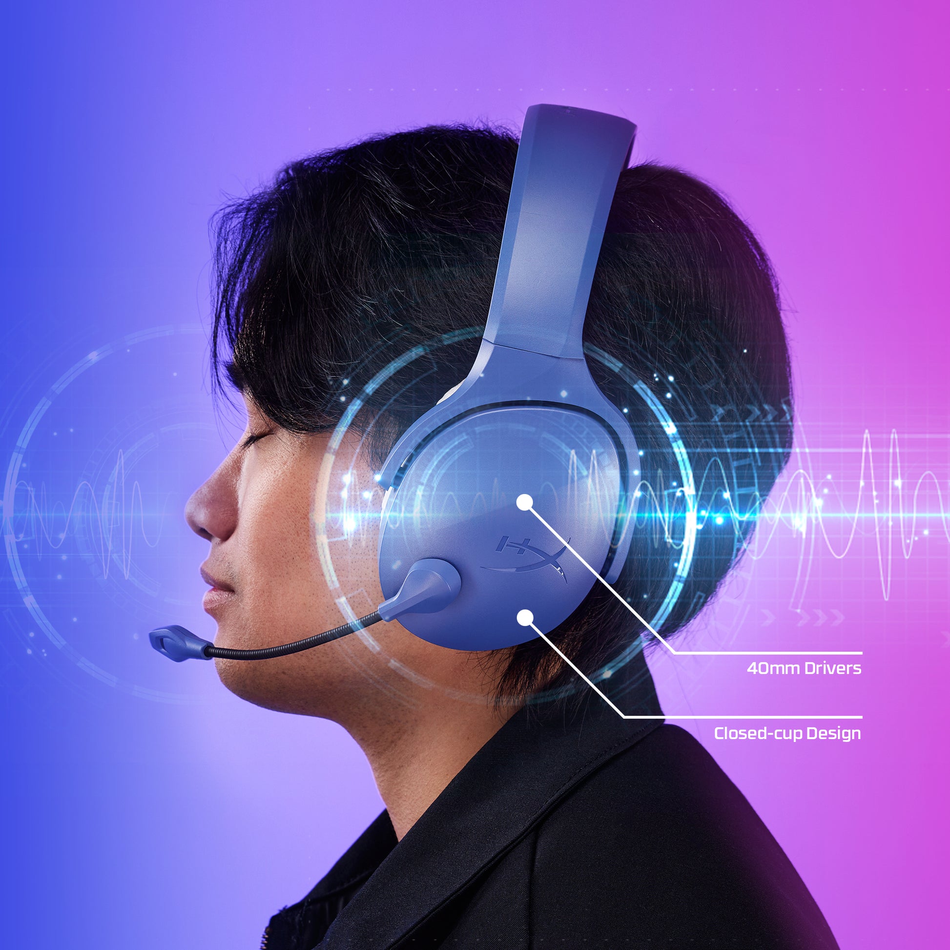 HyperX Cloud Jet Wireless Gaming-Headset – Over-Ear, Stereo, BT, Schwarz, BT 5.3