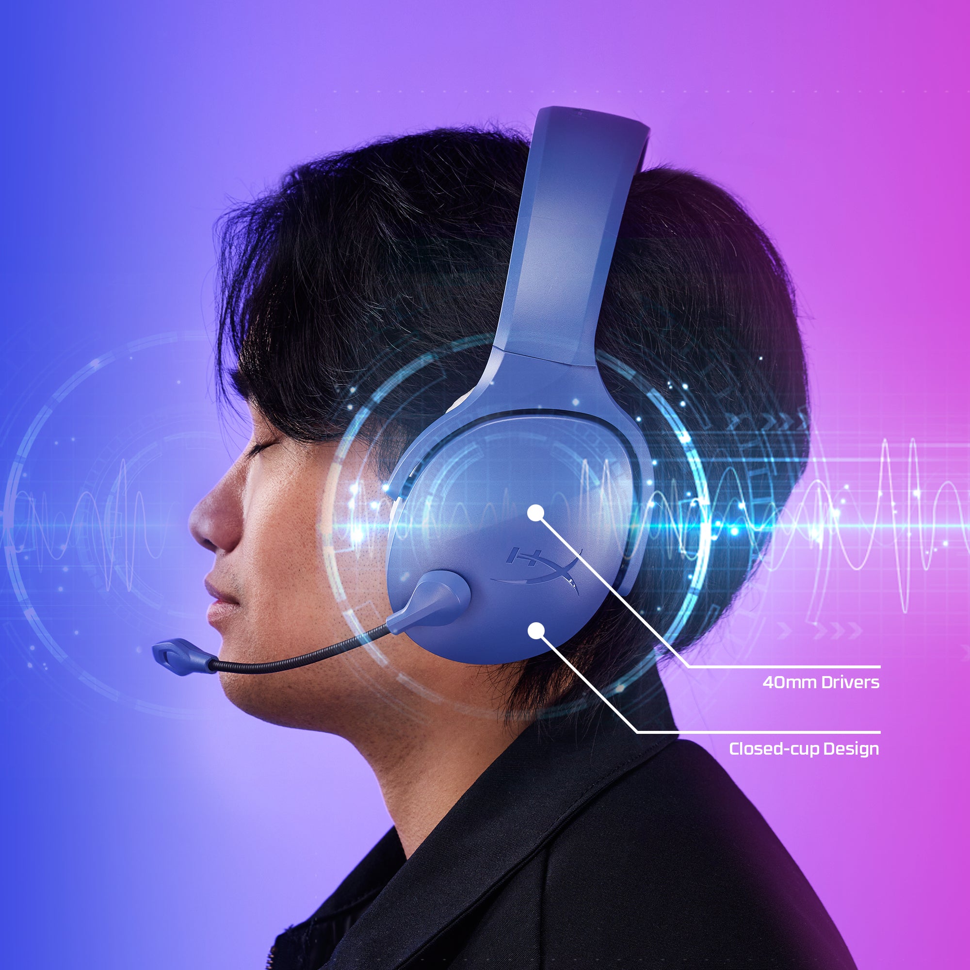 HyperX Cloud Jet Wireless Gaming-Headset – Over-Ear, Stereo, BT, Schwarz, BT 5.3
