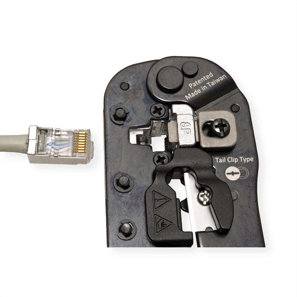 VALUE Crimpzange – Länge 190 mm – für RJ45-Stecker (mit/ohne Schirmanschluss)
